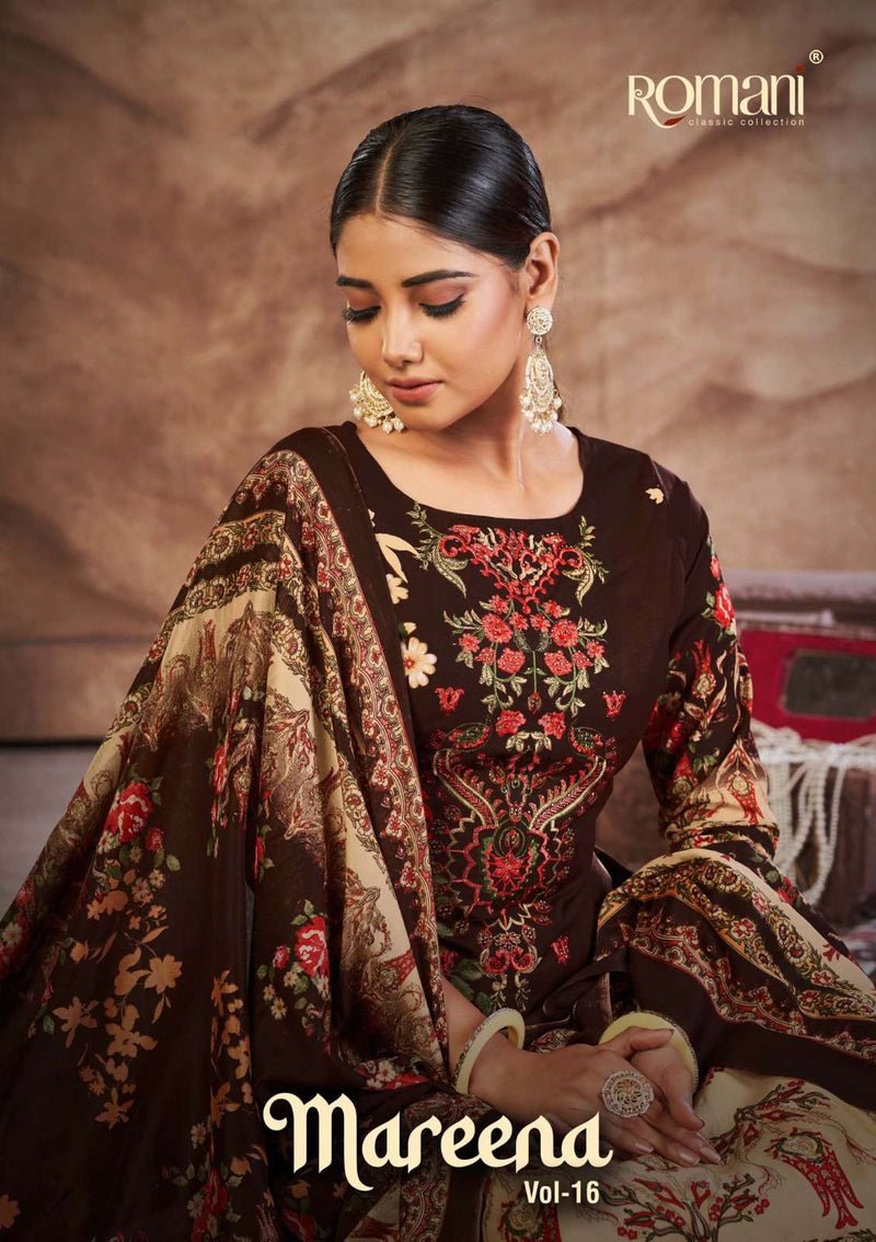 Romani Mareena Vol 16 Soft Cotton Embroidery Work Pakistani Salwar Suits