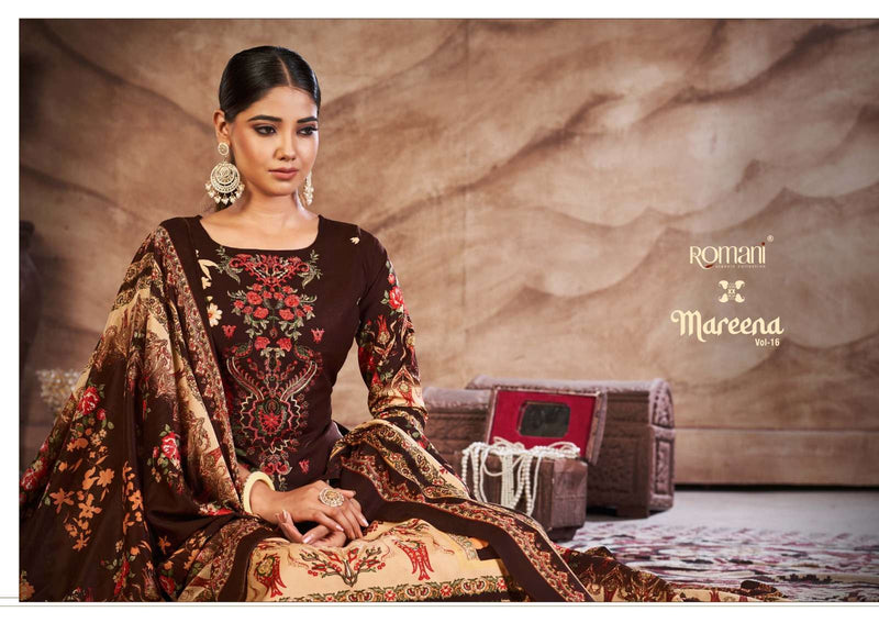 Romani Mareena Vol 16 Soft Cotton Embroidery Work Pakistani Salwar Suits