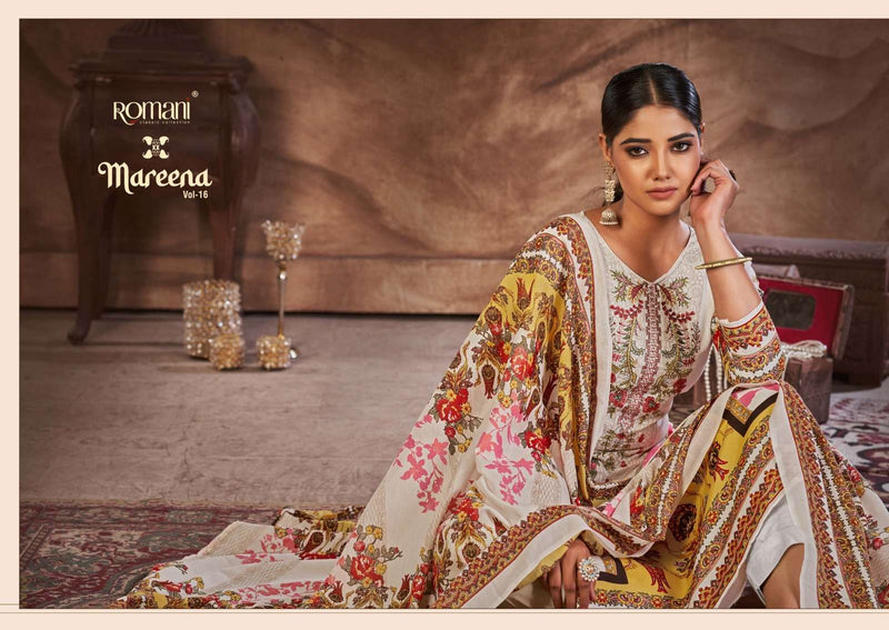 Romani Mareena Vol 16 Soft Cotton Embroidery Work Pakistani Salwar Suits
