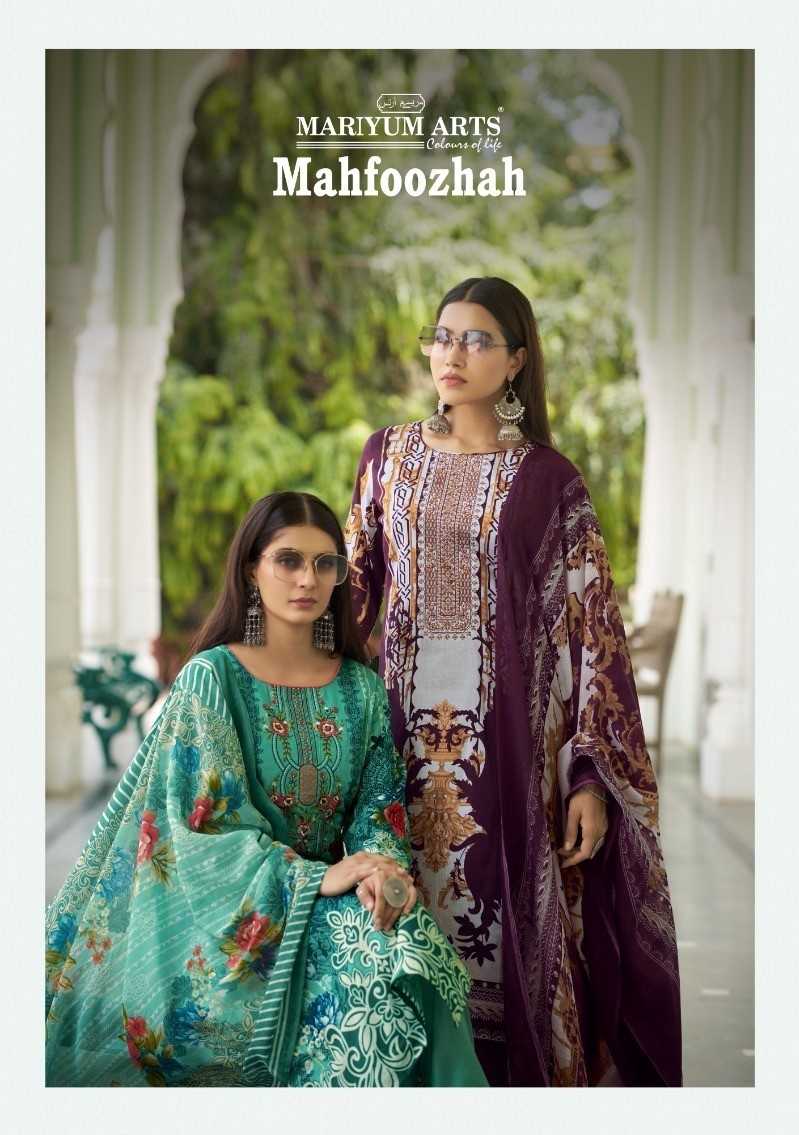 Mariyum Arts Mahfoozhah Cotton Designer Print With Embroidery Work Unstitched Salwar Suit