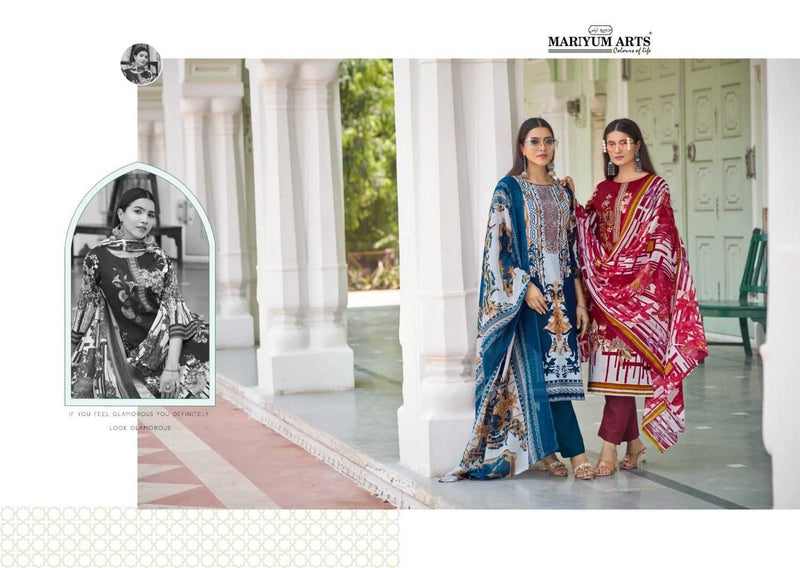 Mariyum Arts Mahfoozhah Cotton Designer Print With Embroidery Work Unstitched Salwar Suit