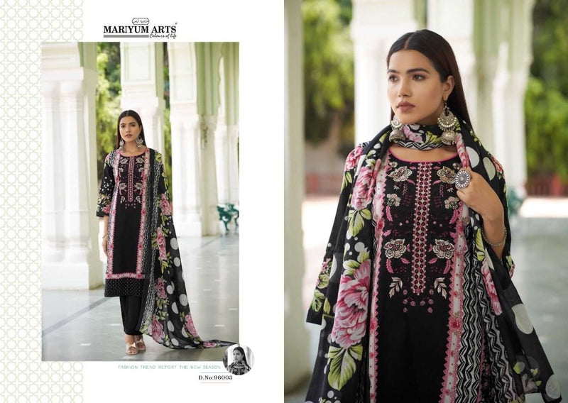 Mariyum Arts Mahfoozhah Cotton Designer Print With Embroidery Work Unstitched Salwar Suit