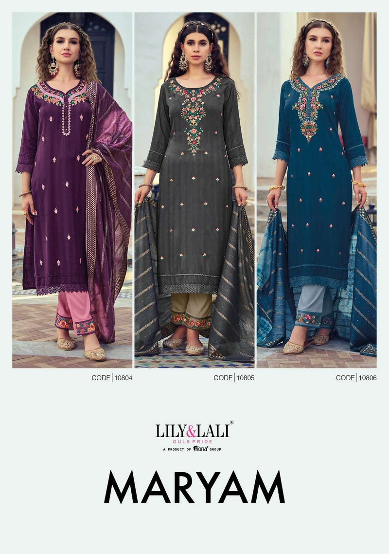 Maryam By Lily & Lali Viscose Rayon Readymade 3 Piece Salwar Kameez