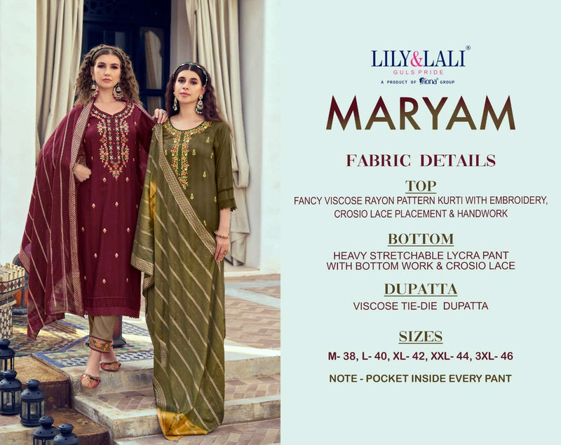 Maryam By Lily & Lali Viscose Rayon Readymade 3 Piece Salwar Kameez