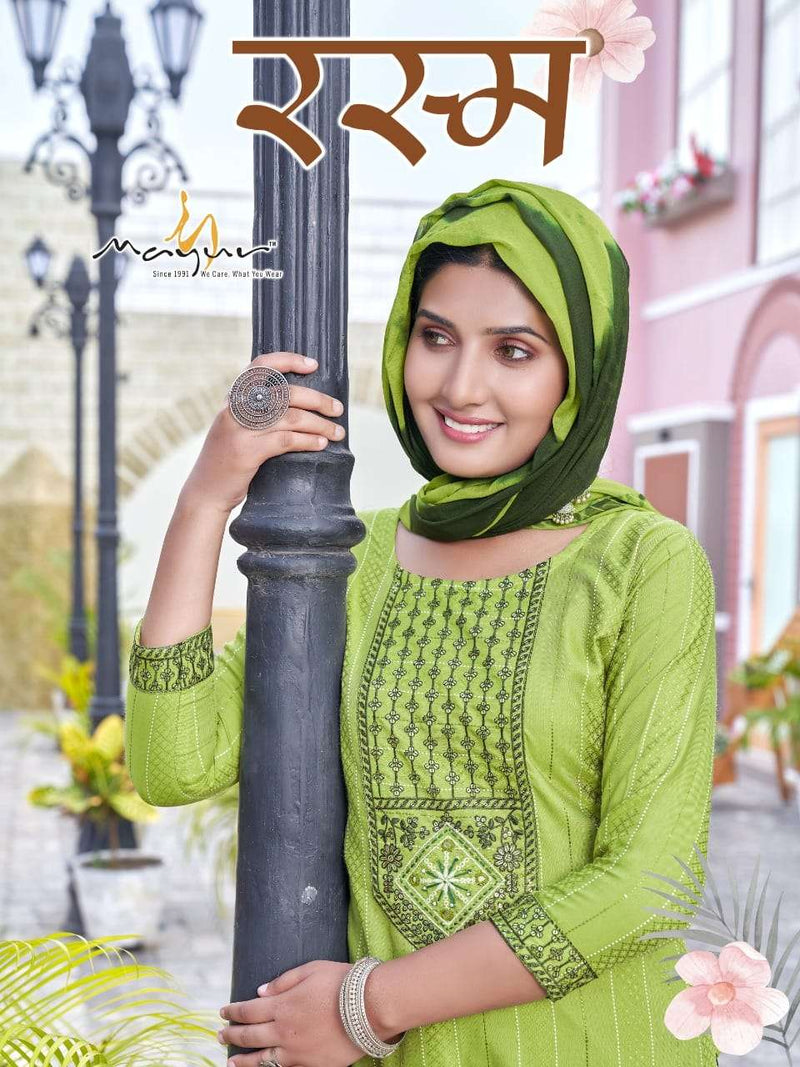 Mayur Fashion Present Rasam Fancy 3 Pcs Set Amazing Work Readymade Plazzo Style Salwar Kameez