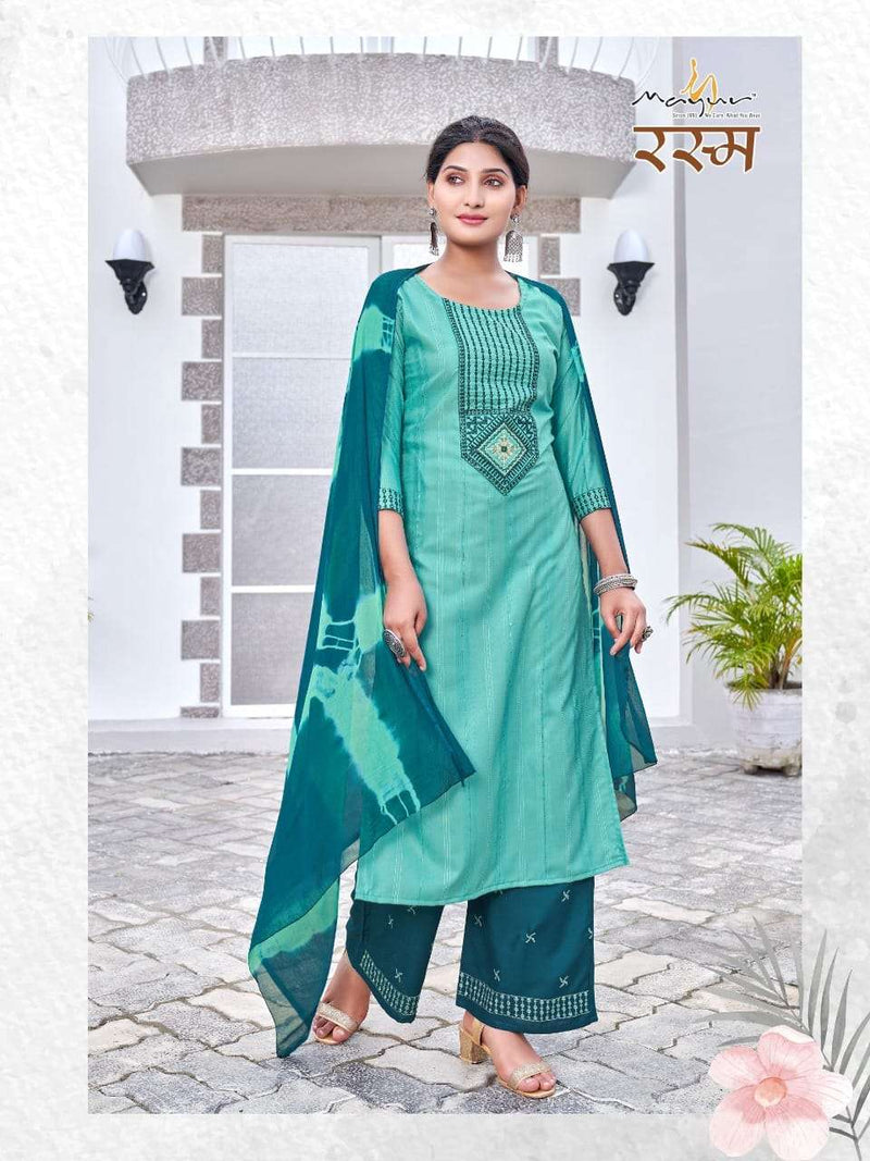 Mayur Fashion Present Rasam Fancy 3 Pcs Set Amazing Work Readymade Plazzo Style Salwar Kameez