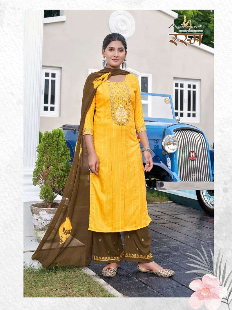 Mayur Fashion Present Rasam Fancy 3 Pcs Set Amazing Work Readymade Plazzo Style Salwar Kameez