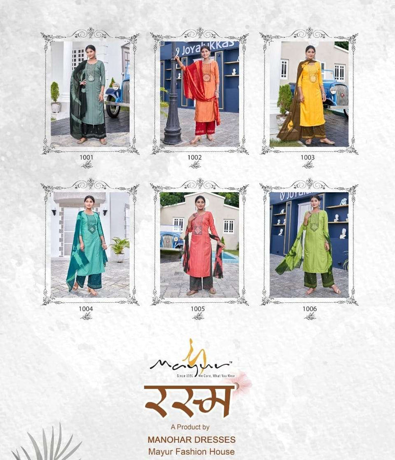 Mayur Fashion Present Rasam Fancy 3 Pcs Set Amazing Work Readymade Plazzo Style Salwar Kameez