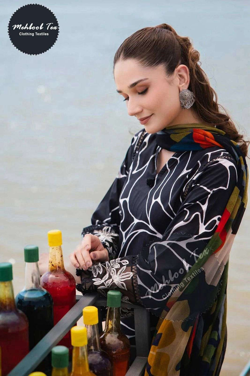 Mehboob Tex Design No 1414 Cotton Acde Embrodairy Patches Fancy Suit