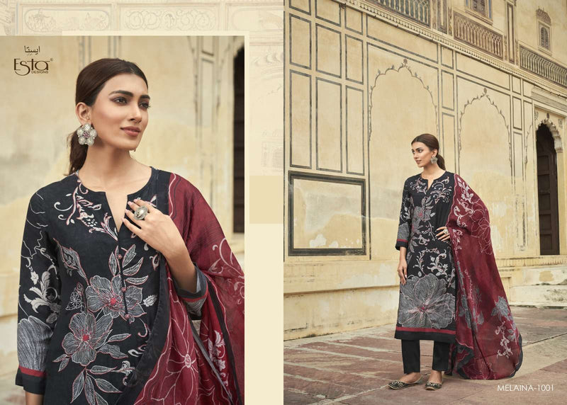 Esta Designs Melaina Muslin Silk Aari Work Digital Printed Salwar Kameez