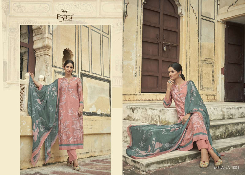 Esta Designs Melaina Muslin Silk Aari Work Digital Printed Salwar Kameez