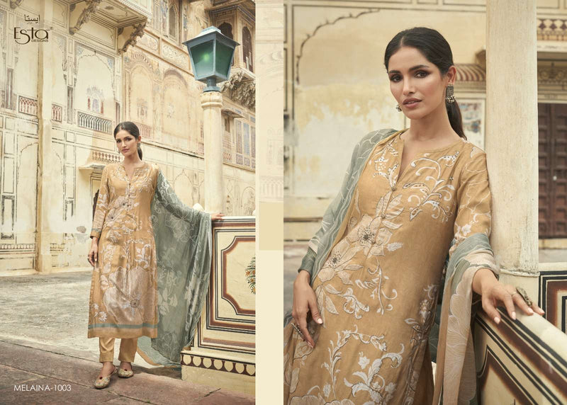 Esta Designs Melaina Muslin Silk Aari Work Digital Printed Salwar Kameez