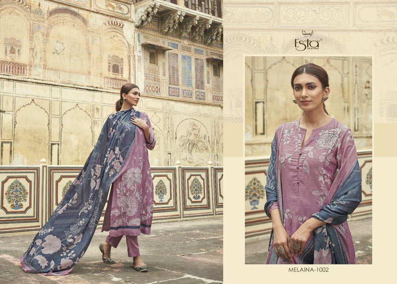 Esta Designs Melaina Muslin Silk Aari Work Digital Printed Salwar Kameez