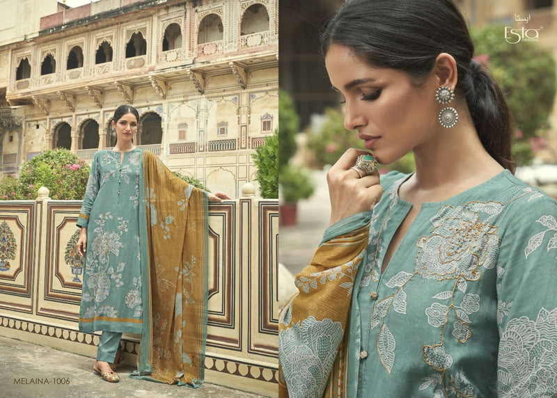 Esta Designs Melaina Muslin Silk Aari Work Digital Printed Salwar Kameez