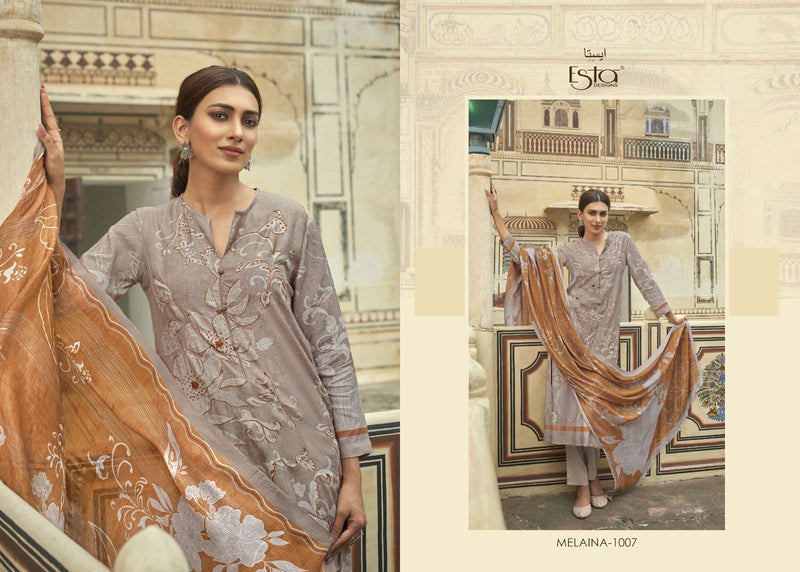 Esta Designs Melaina Muslin Silk Aari Work Digital Printed Salwar Kameez