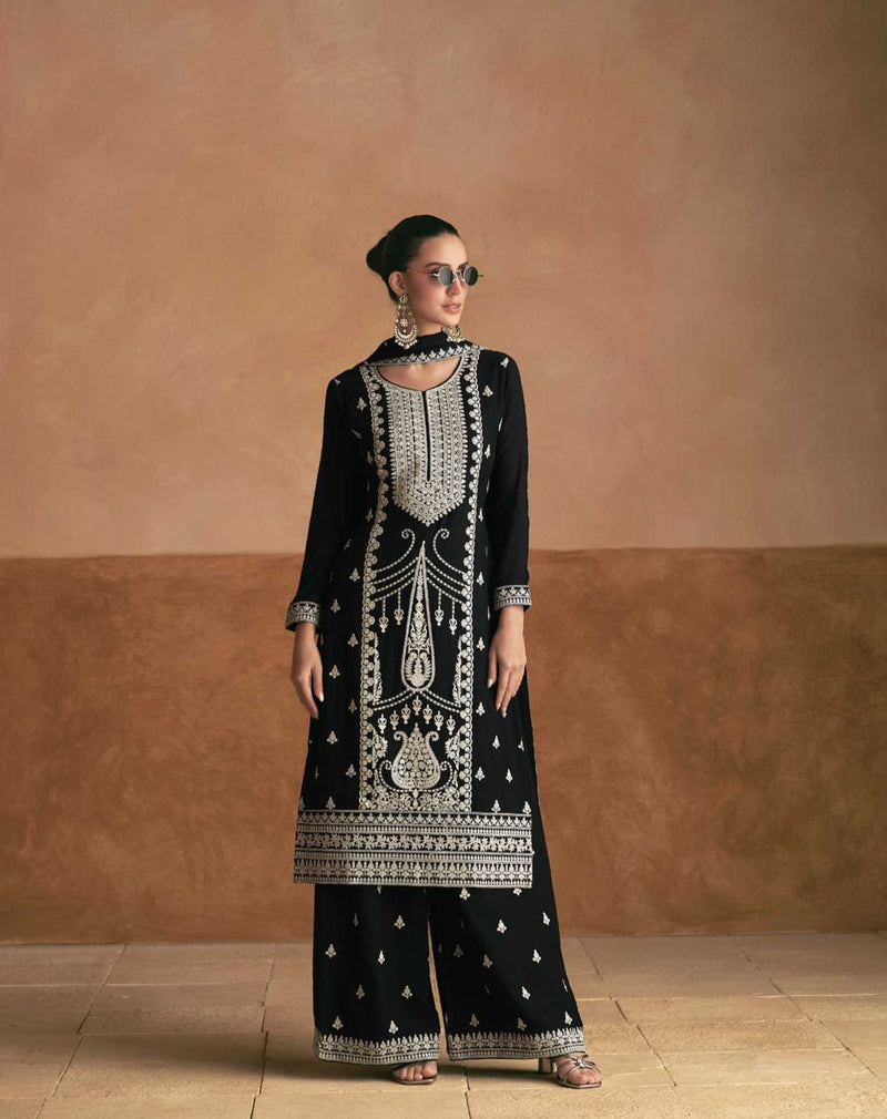 Aashirwad Creation Meraki Chinnon Silk Readymade Kurti Set With Chinnon Silk Dupatta