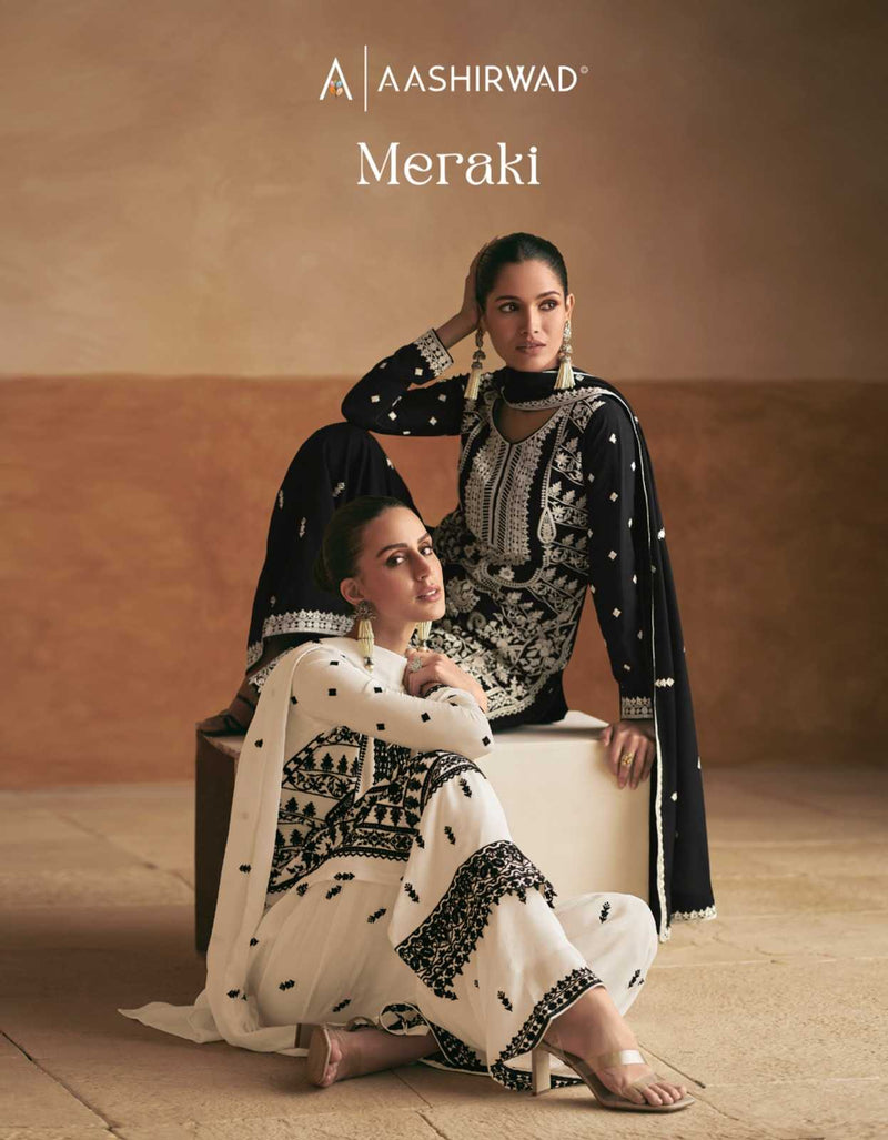 Aashirwad Creation Meraki Chinnon Silk Readymade Kurti Set With Chinnon Silk Dupatta