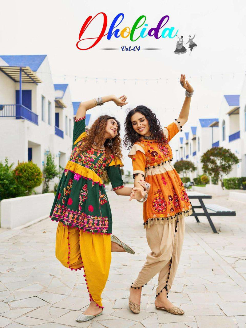 Mesmora Dholidaa Vol 4 Khadi Cotton Navratri Festiv Beautiful Embroidery Kediya Tulip Pant Set