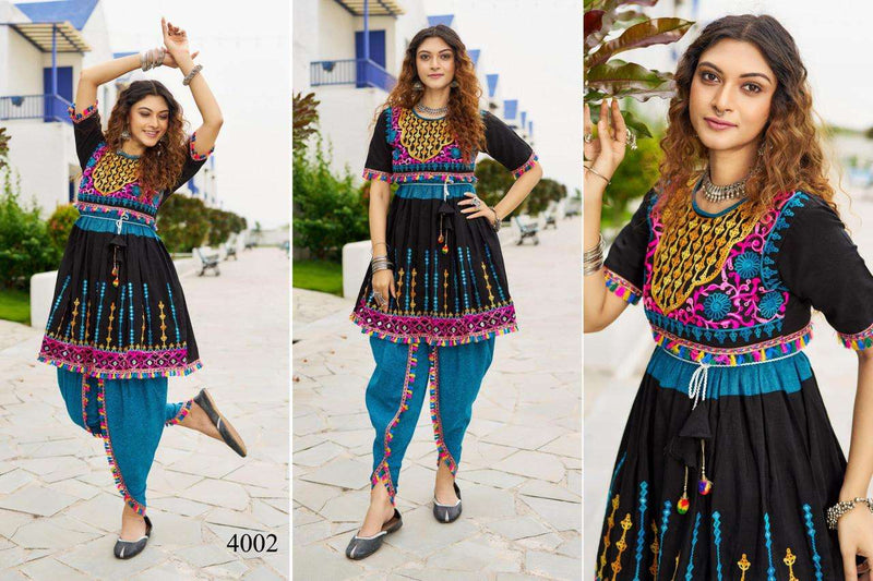 Mesmora Dholidaa Vol 4 Khadi Cotton Navratri Festiv Beautiful Embroidery Kediya Tulip Pant Set