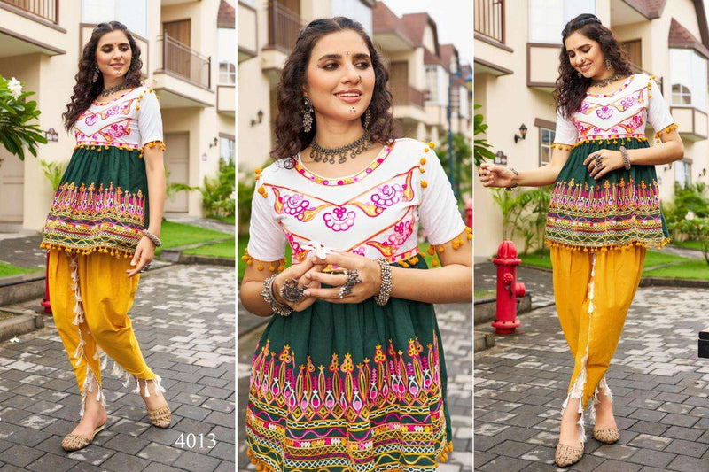 Mesmora Dholidaa Vol 4 Khadi Cotton Navratri Festiv Beautiful Embroidery Kediya Tulip Pant Set