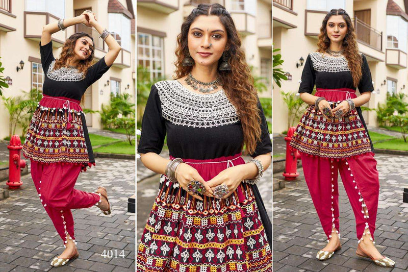 Mesmora Dholidaa Vol 4 Khadi Cotton Navratri Festiv Beautiful Embroidery Kediya Tulip Pant Set