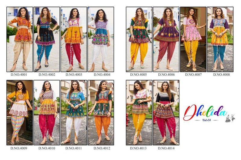 Mesmora Dholidaa Vol 4 Khadi Cotton Navratri Festiv Beautiful Embroidery Kediya Tulip Pant Set