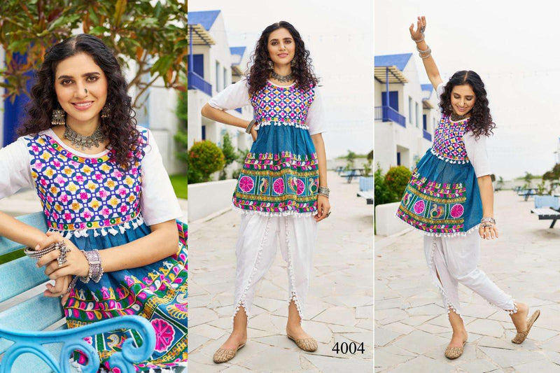 Mesmora Dholidaa Vol 4 Khadi Cotton Navratri Festiv Beautiful Embroidery Kediya Tulip Pant Set