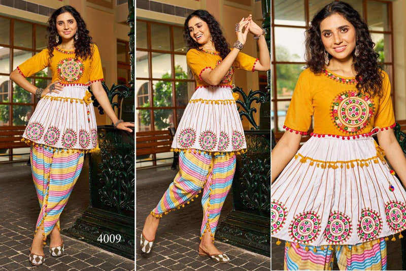 Mesmora Dholidaa Vol 4 Khadi Cotton Navratri Festiv Beautiful Embroidery Kediya Tulip Pant Set