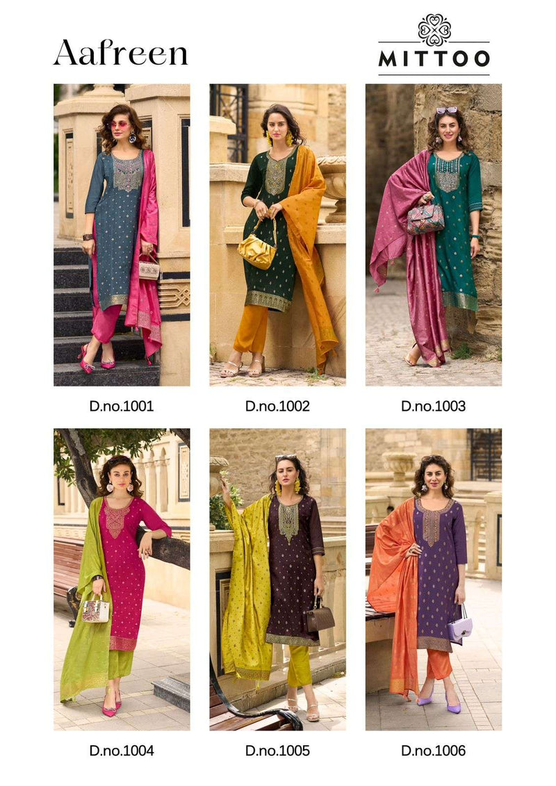 Mittoo Afreen Musline Jacquard Thread & Handwork With Viscose Print Dupatta Kurti Set