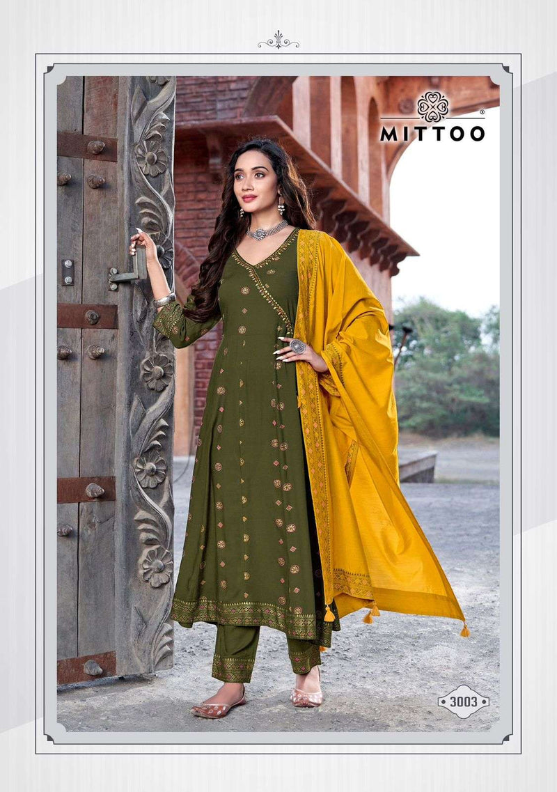 Mittoo Nafiza Rayon Slub Casual Wear Kurti Pant With Chanderi Viscose Dupatta Set