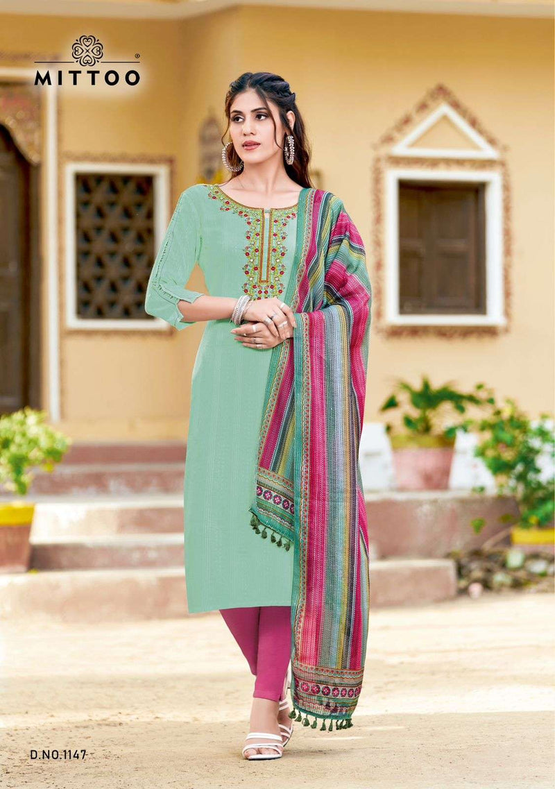 Mittoo Present Khwaish Fancy Neck Work Kurti With Pant And Digital Dupatta Catalog