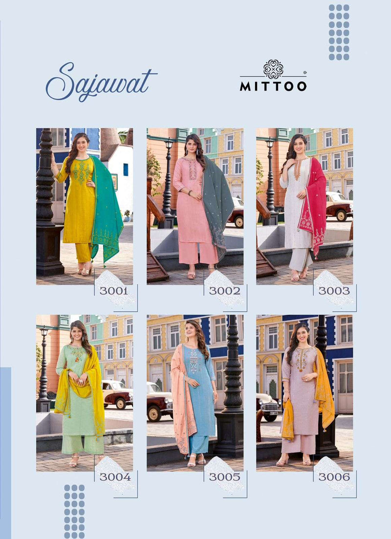 Mittoo Sajawat Rayon Embroidery Work Readymade Beautiful Salwar Kameez