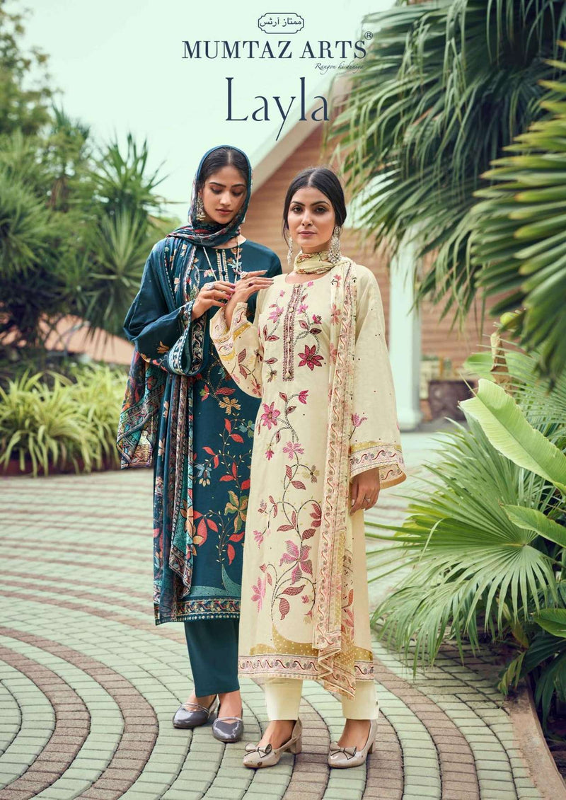 Mumtaz Arts Layla Jam Satin Digital Print Heavy Designer Embroidery Fancy Salwar Suit