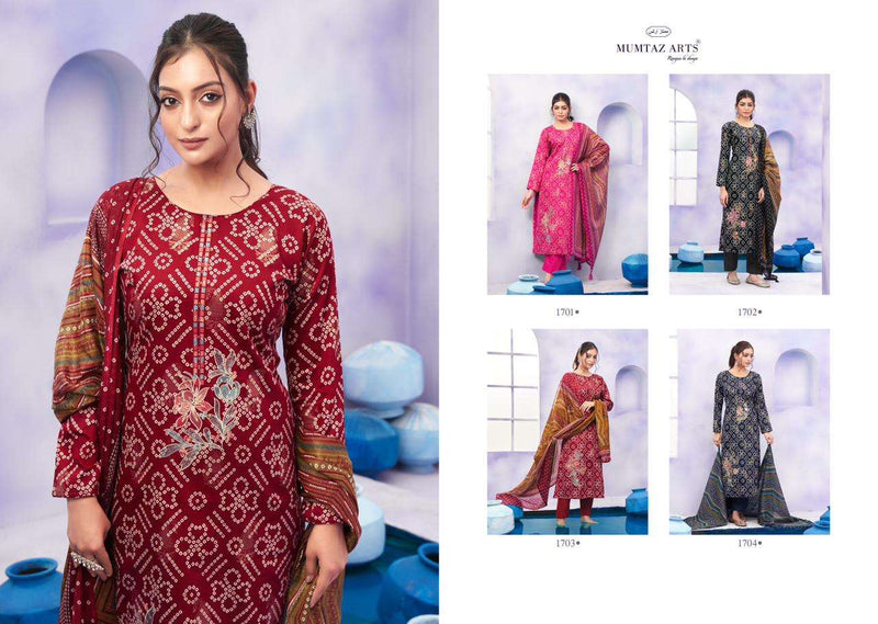 Mumtaz Arts Ruhani Jam Satin With Heavy Designer Embroidery Unstitched Salwar Suit