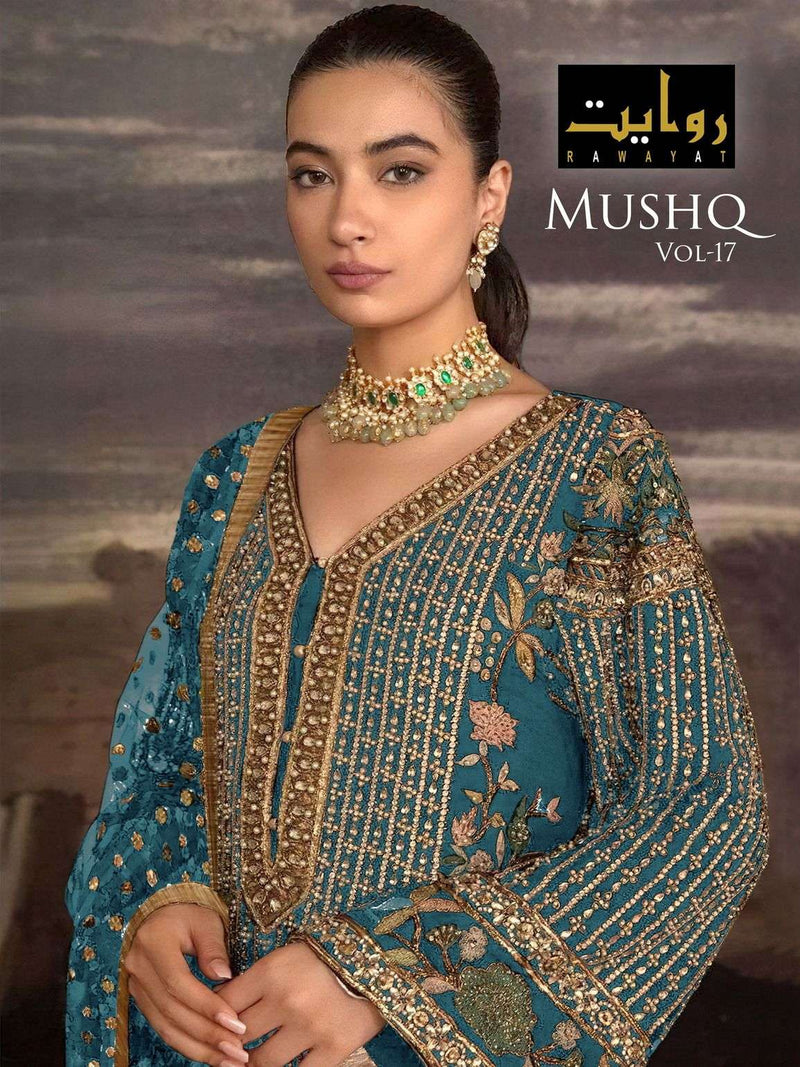 Mushq Vol 17 By Rawayat Heavy Embroidered Work Pakistani Salwar Suit