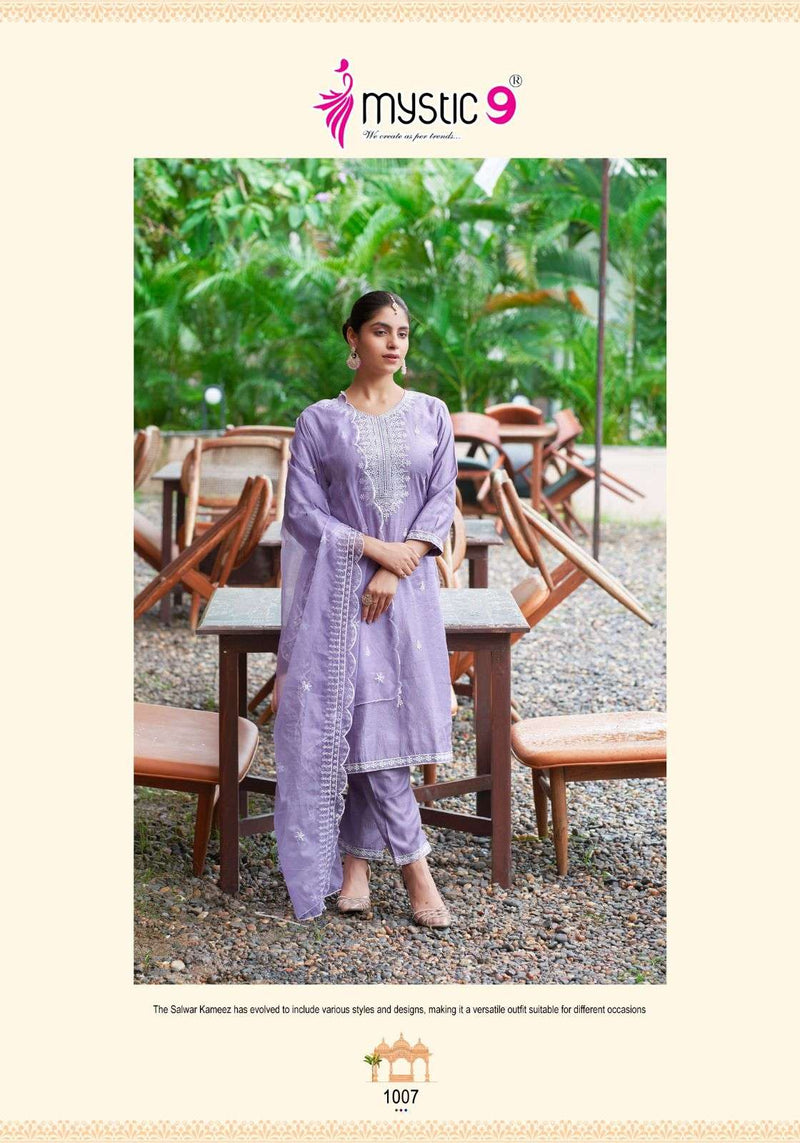 Mystic 9 Flora Vol 1 Viscose Embroidery Festival Wear Kurti Pant Dupatta Set