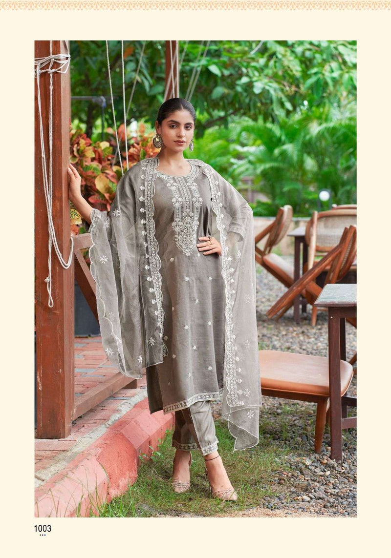 Mystic 9 Flora Vol 1 Viscose Embroidery Festival Wear Kurti Pant Dupatta Set