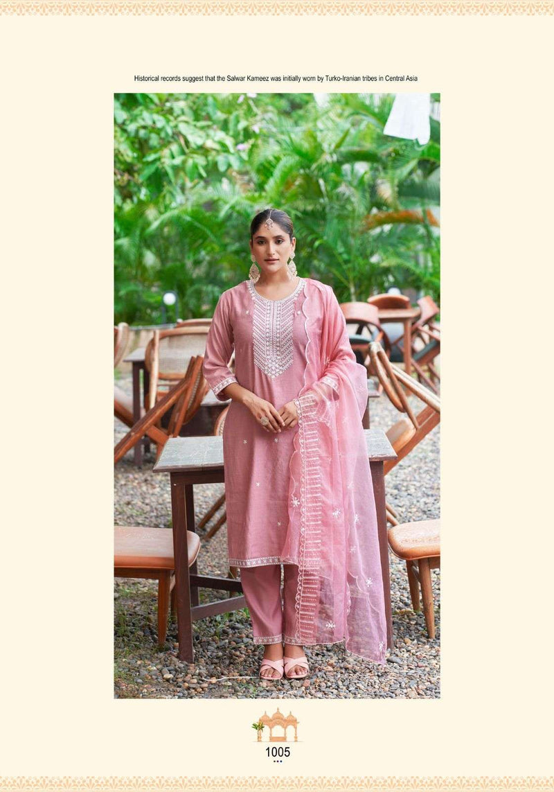 Mystic 9 Flora Vol 1 Viscose Embroidery Festival Wear Kurti Pant Dupatta Set