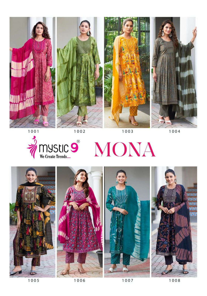 Mystic 9 Mona Vol 1 Modal Silk Nyra Cut Style Kurti Pant Dupatta Set