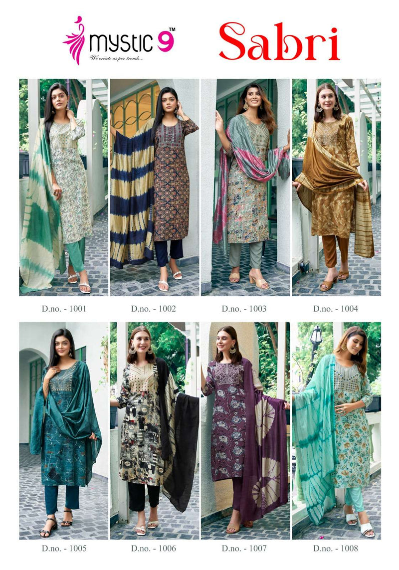 Mystic 9 Sabri Vol 1 Rayon Foil Print Straight Cut Kurti Set For Dailywear