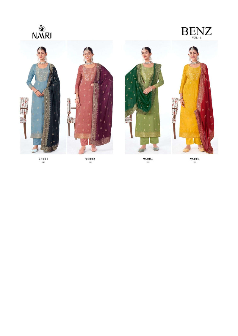 Naari Benz Vol 4 Muslin Jacquard Party Wear Salwar Suit