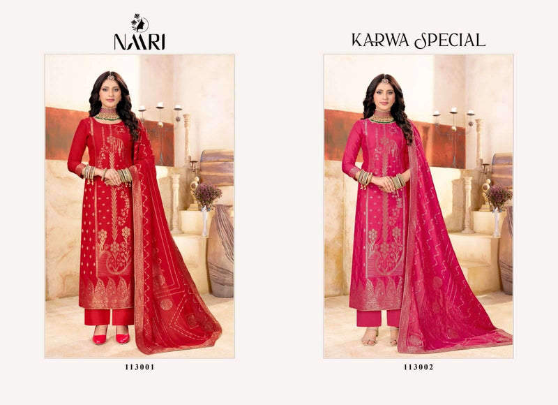 Naari Karwa Special Muslin Jacquard Designer Festiv Wear Salwar Kameez