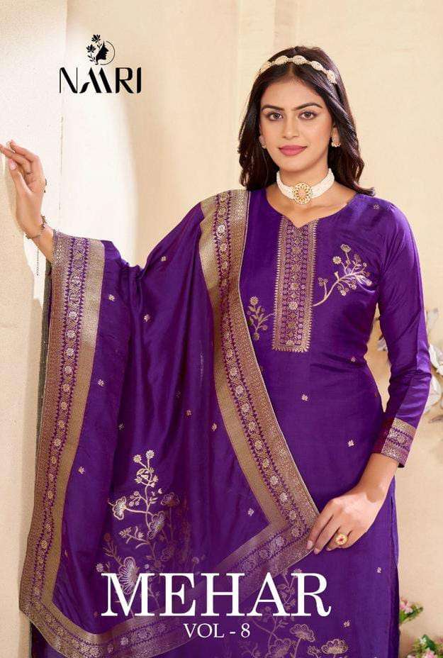 Naari Mehar Vol 8 Jacquard Designer Festival Wear Salwar Suit
