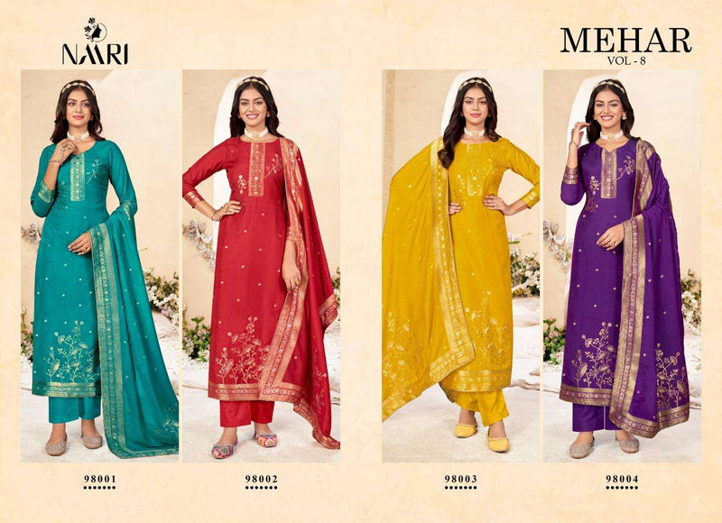 Naari Mehar Vol 8 Jacquard Designer Festival Wear Salwar Suit