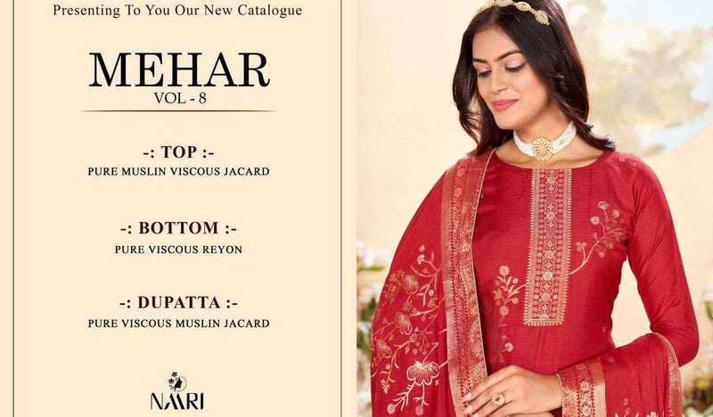 Naari Mehar Vol 8 Jacquard Designer Festival Wear Salwar Suit