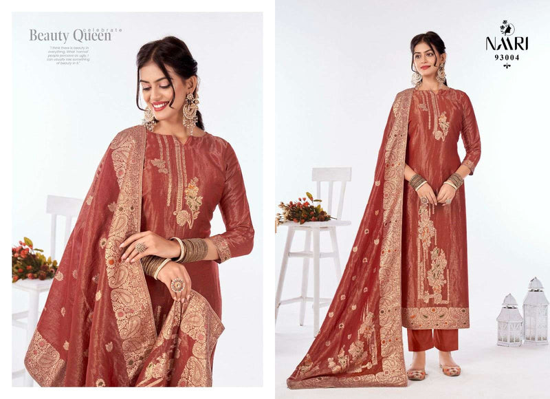 Naari Nusarat Jacquard Diamond Handwork Fancy Suit