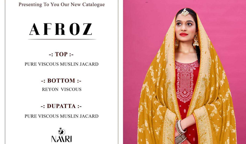 Naari Present Afroz Viscose Muslin Jacquard Festive Wear Salwar Kameez