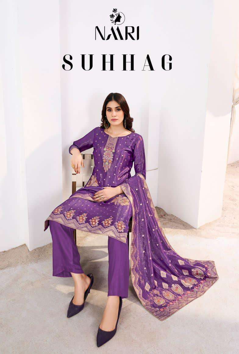 Naari Suhhag Jacquard Diamond Handwork Fancy Designer Salwar Suit