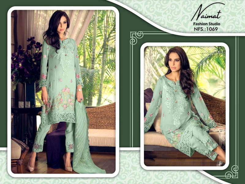 Naimat 1069 Beautiful Work Readymade Pakistani Kurti With Pant And Organza Dupatta