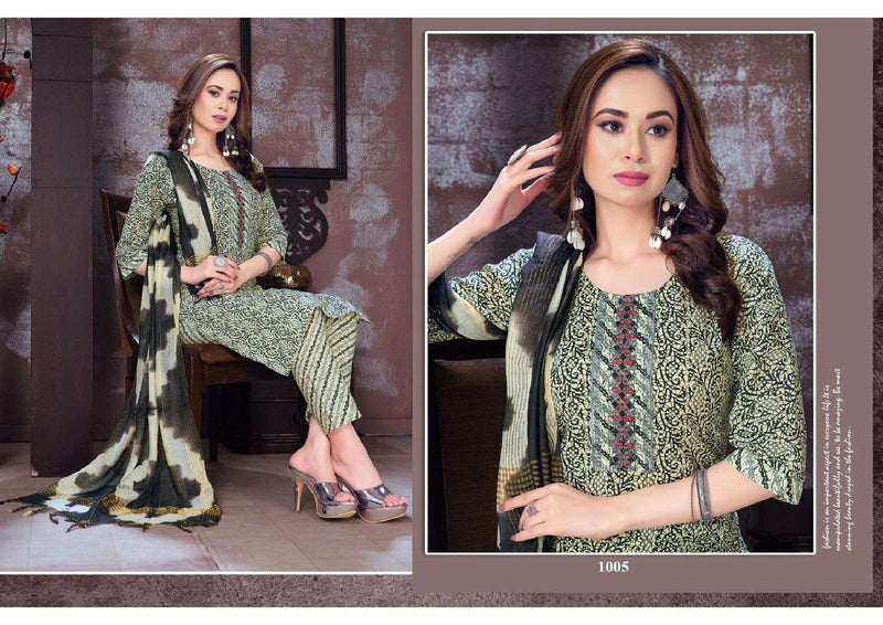 Nee Riyaa Cotton Kudi Cotton Print With Embroidery Work Readymade Suit Catalogh